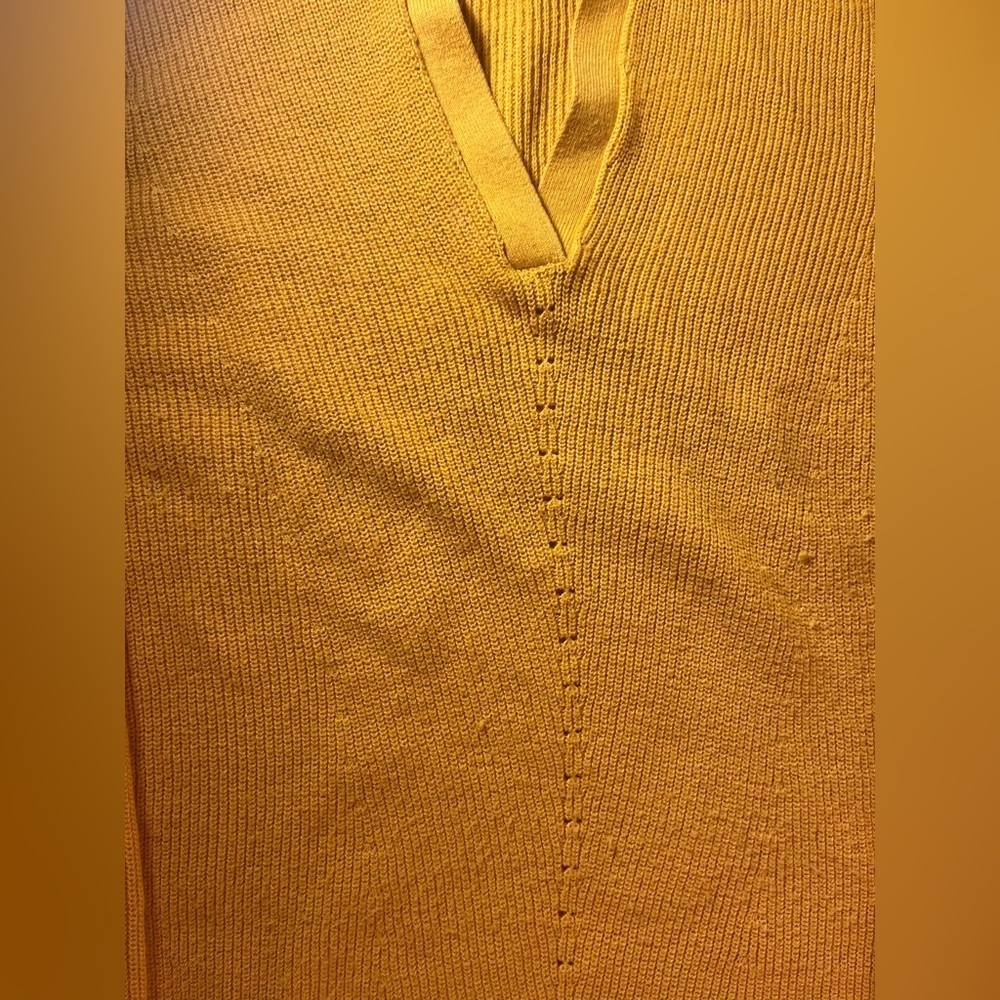 Talbots Yellow Collared V-Neck Sweater - Picture 3 of 4